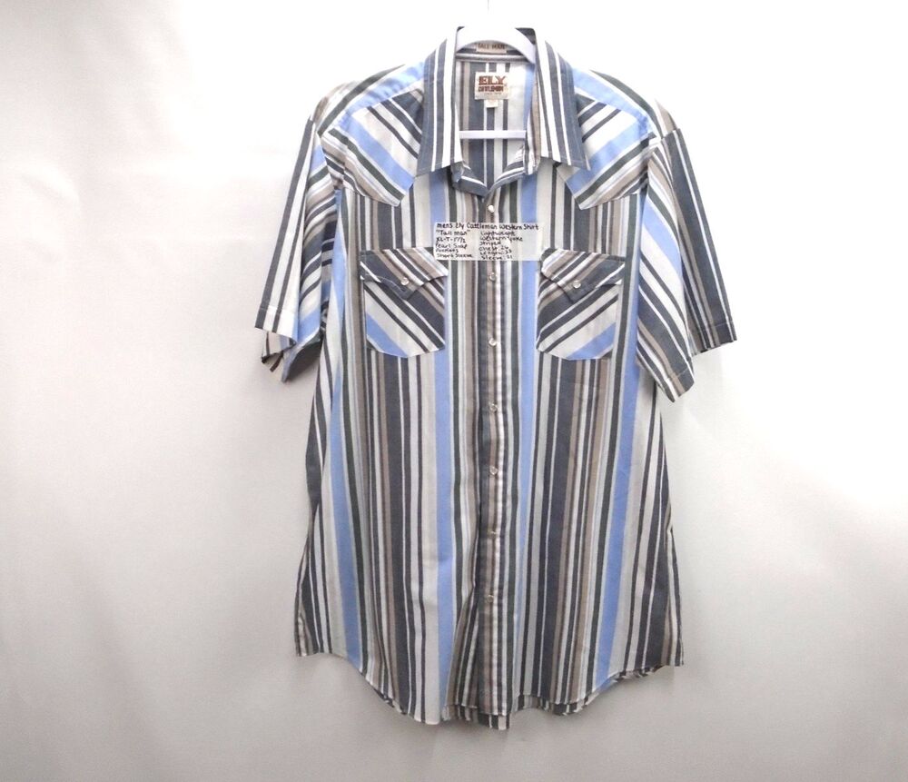 Ely Cattleman Men Pearl Snap Western Shirt Size XL Tallman Pockets Short Sleeve